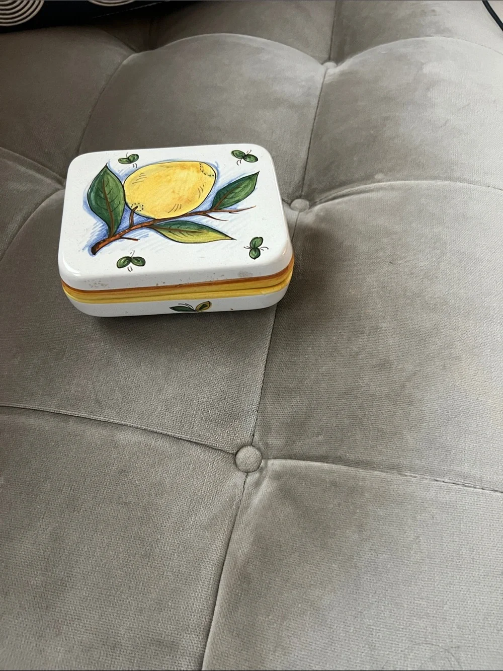 Hand-Painted Lemon Ceramic Trinket Box